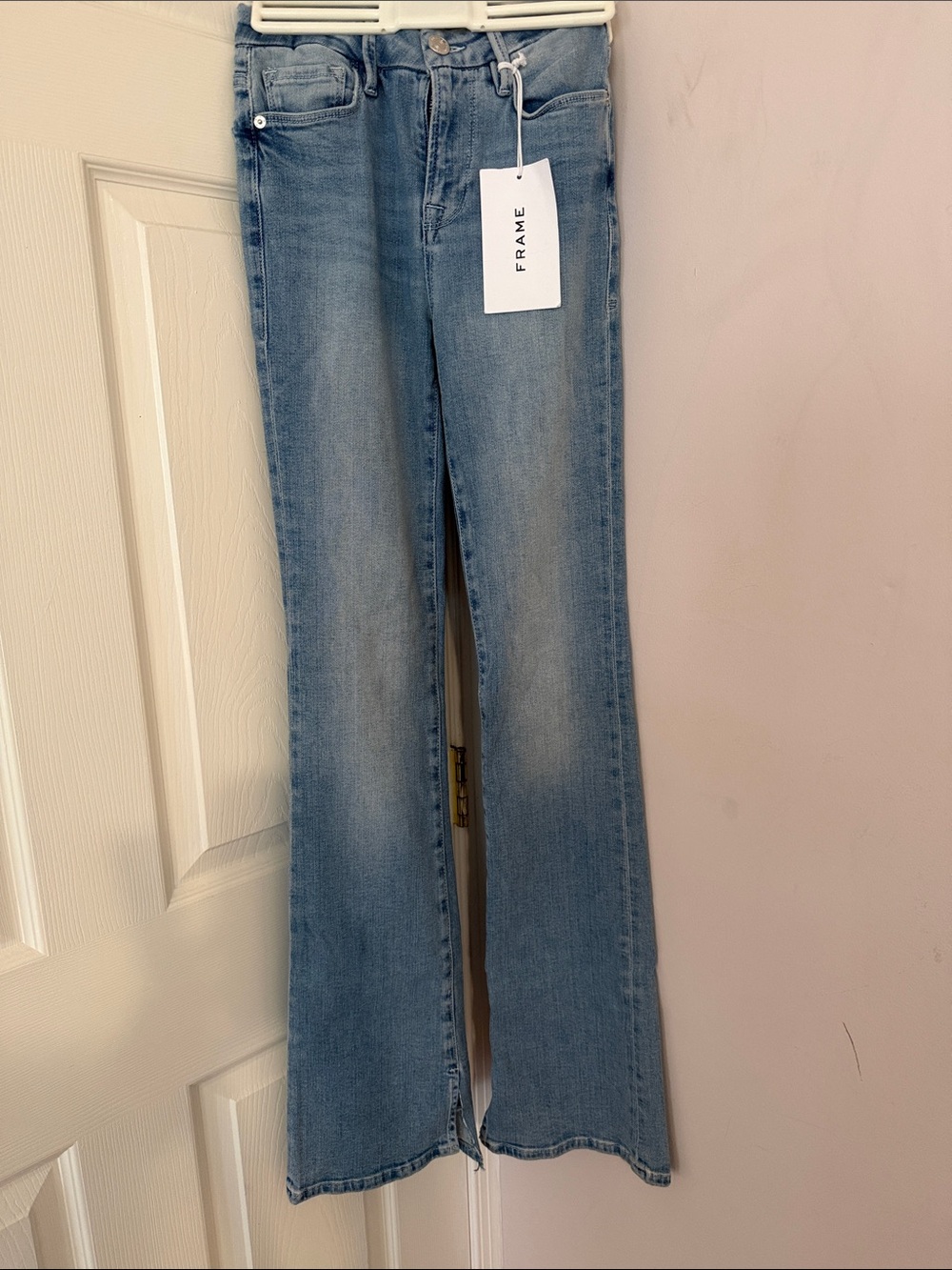 Frame Denim Washed Light Blue Flare Jeans